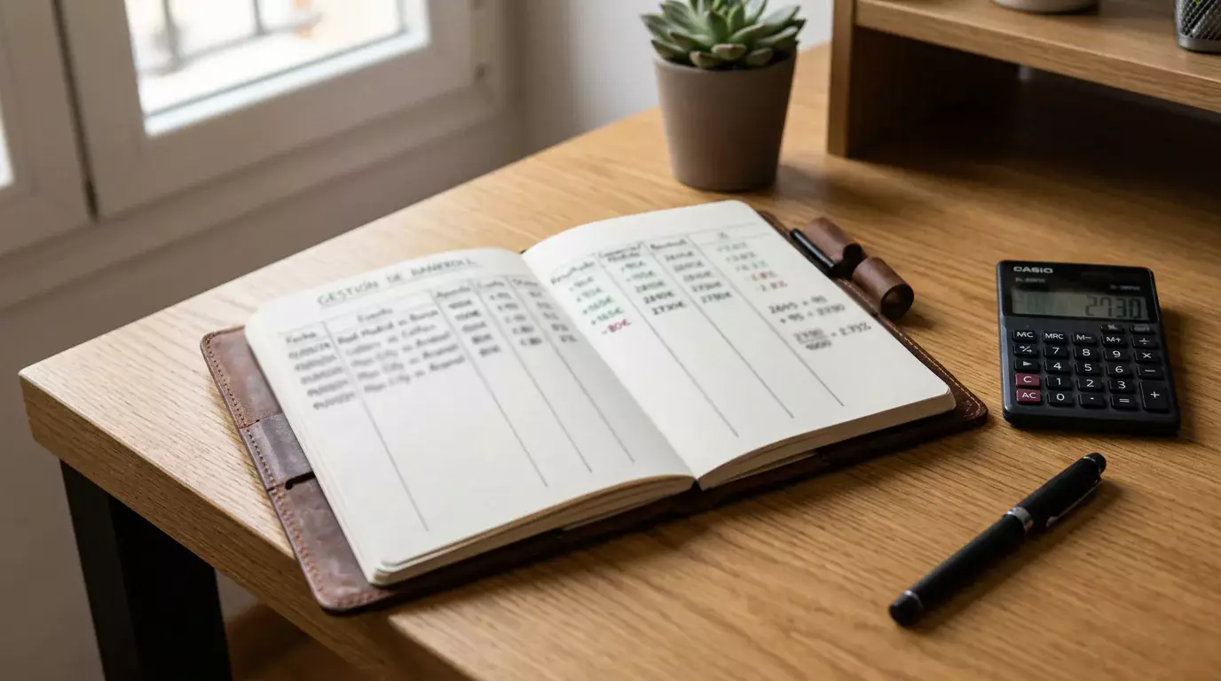 Gestión de bankroll en apuestas UFC: libreta con cálculos y porcentajes