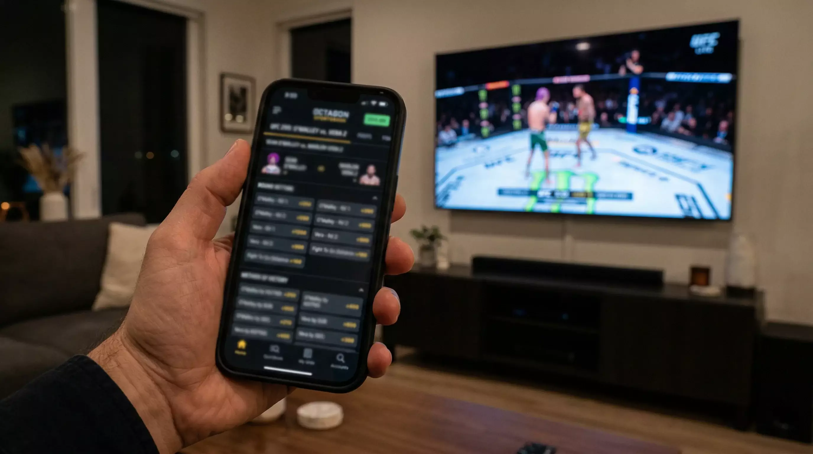 Pantalla de apuestas mostrando mercados de props especiales para UFC